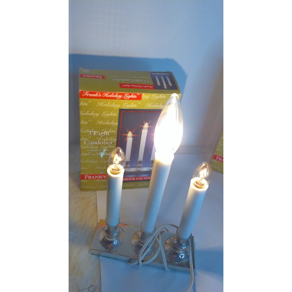 Vintage Frank's Holiday Lights 3-Lite Electric Christmas Window Candolier